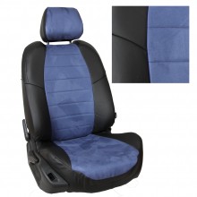 Чехлы на сиденья для Lada Niva Travel цвет Черный c синей алькантарой