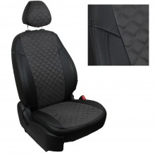Чехлы на сиденья для Lada Niva Travel цвет черный с серой алькантарой ромб