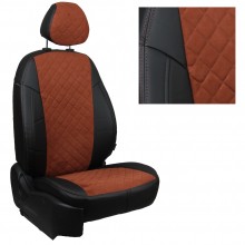 Чехлы на сиденья для Lada Niva Travel цвет черный с коричневой алькантарой ромб
