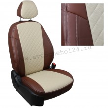 Чехлы на сиденья для Lada Niva Travel цвет коричневые с бежевым ромбом