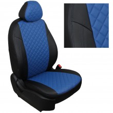 Чехлы на сиденья для Renault Arkana черные с синей алькантарой ромб
