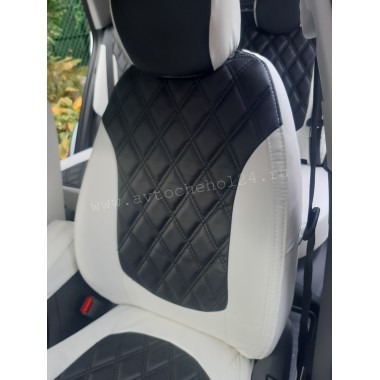 Чехлы на сиденья на Hyundai Creta бело-черный ромб
